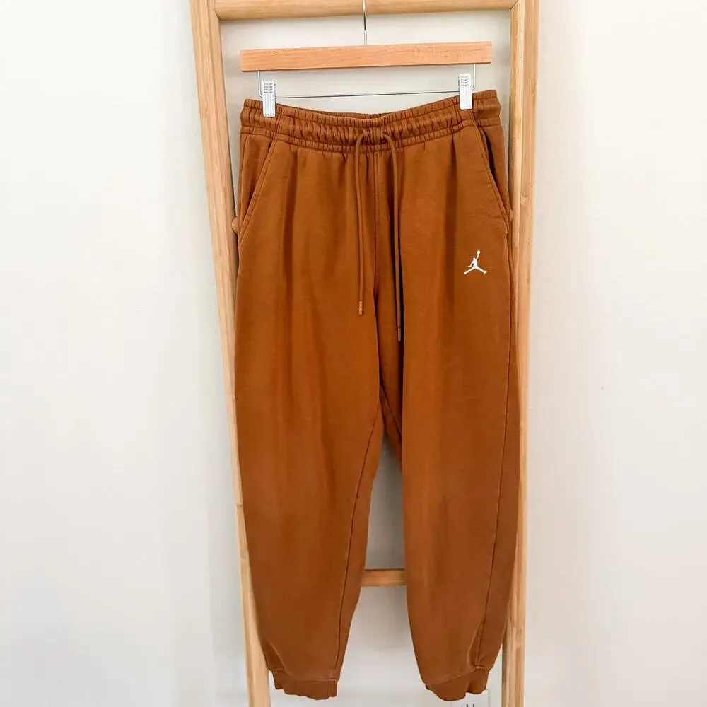 Nike Jordan Essentials Fleece Joggers Brown Relaxed Sweatpants Men’s Medium
